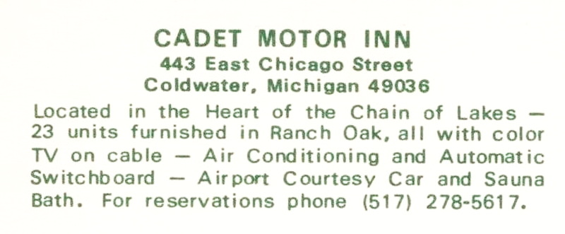 Cadet Motor Inn - Vintage Postcard (newer photo)